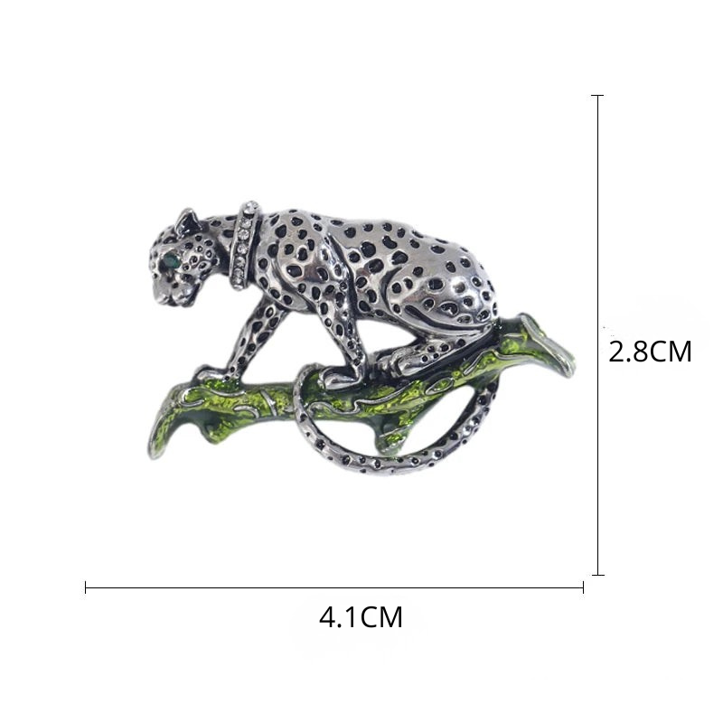 Broche Leopardo com Strass Detalhe Elegante Feminino