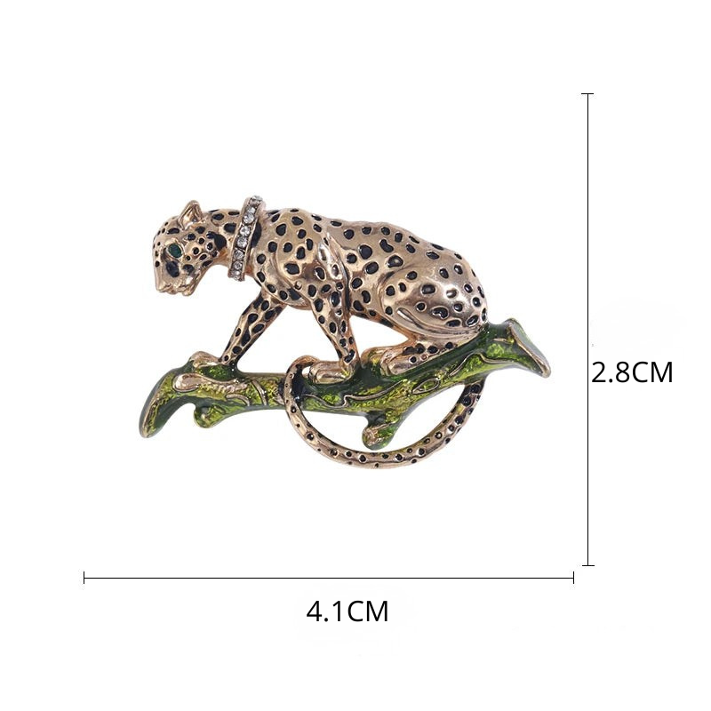 Broche Leopardo com Strass Detalhe Elegante Feminino