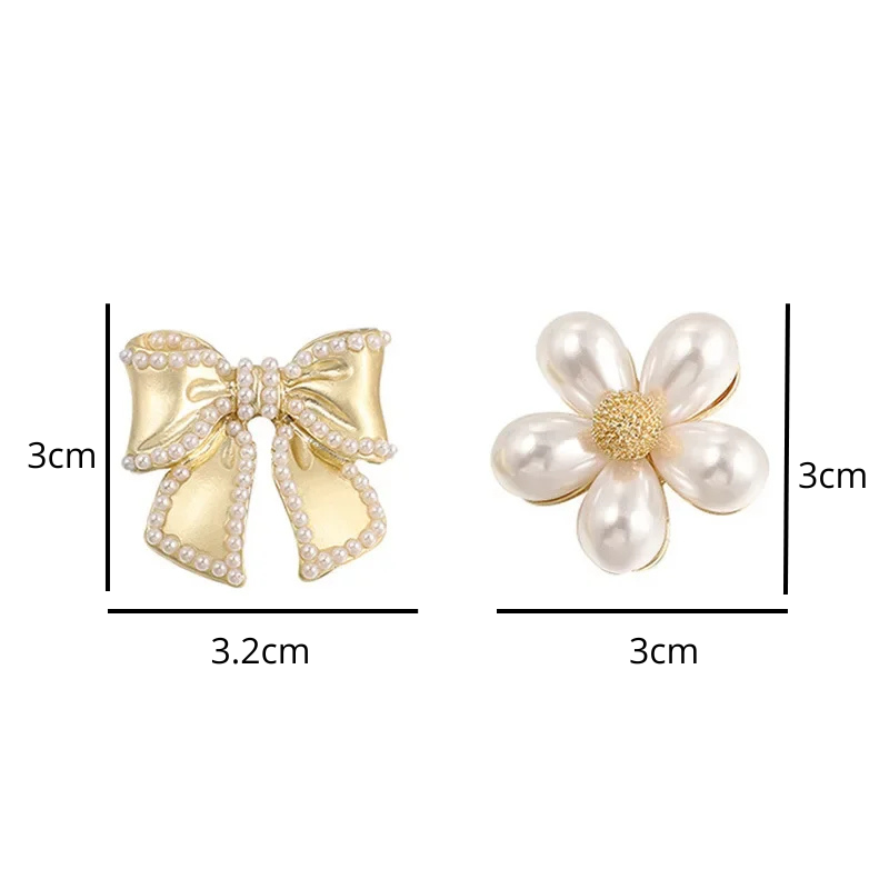 Conjunto de Broches de Pérolas Simuladas com Laço e Flor
