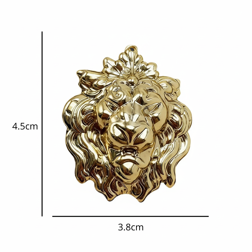 Broche Cabeça de Leão Dourado Estilo Ocidental