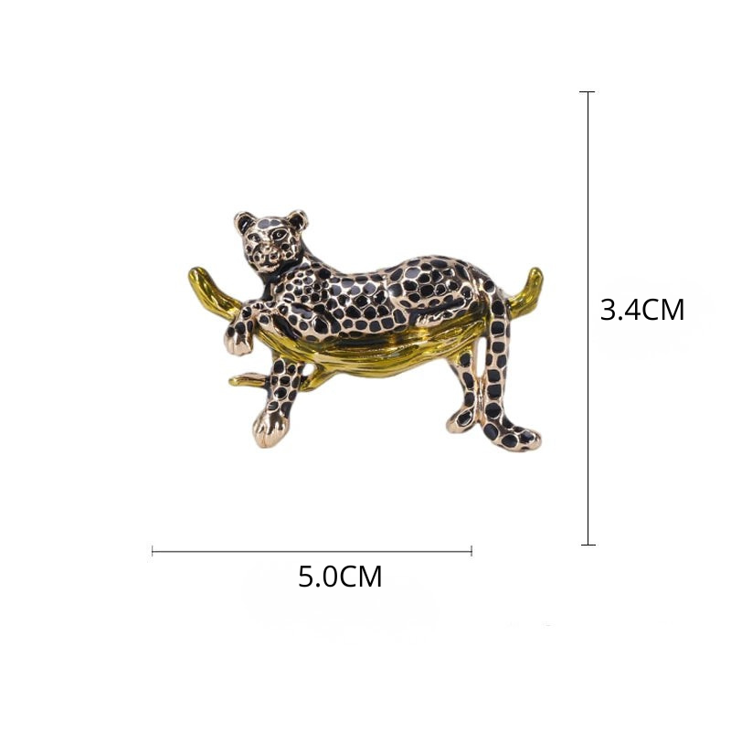 Broche Leopardo com Strass Detalhe Elegante Feminino