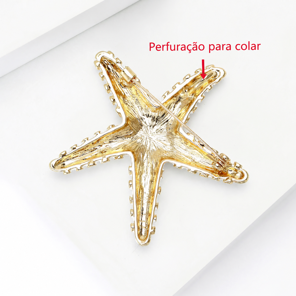 Broche Estrela-do-Mar com Pedrarias Coloridas