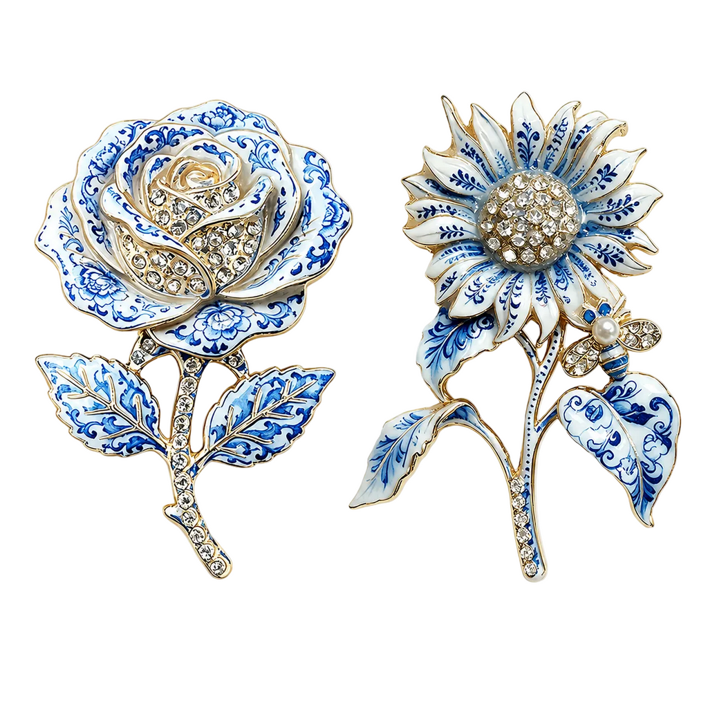 Broche Flor Lusitana com Strass