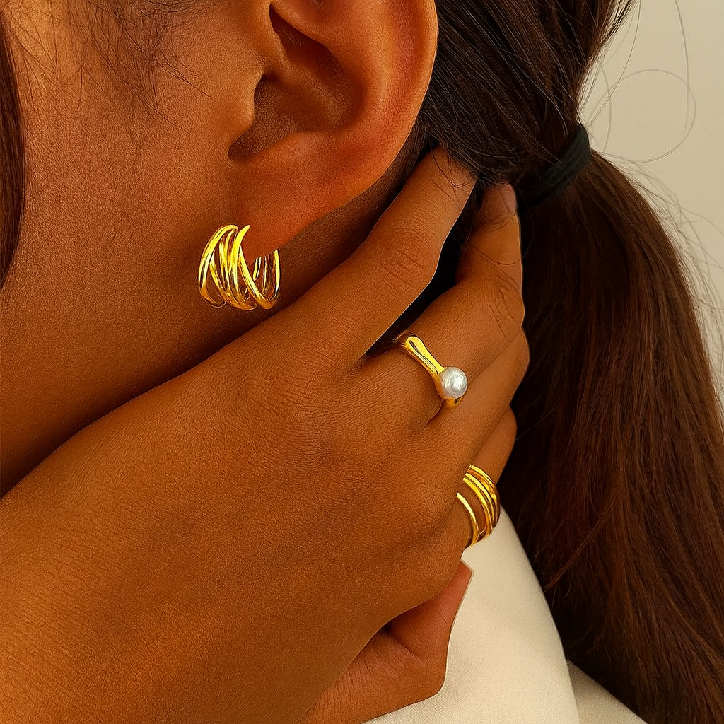 Anel Ajustável de Pérola Elegante - Moda Feminina