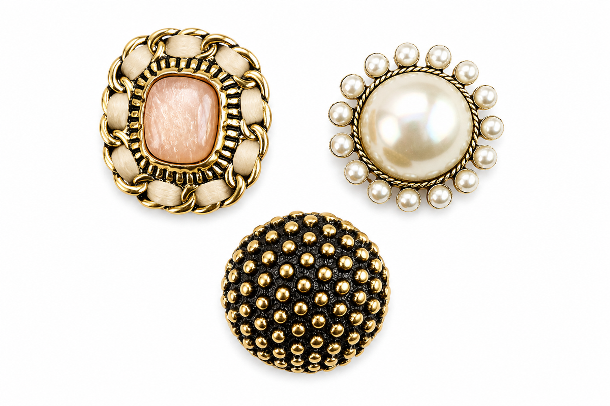 Conjunto de Broches Barrocos com Strass e Pérola