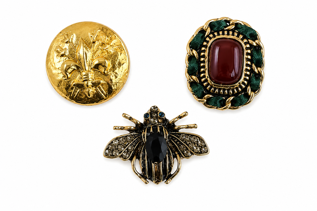 Conjunto de Broches Barrocos com Strass e Pérola