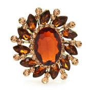 Wuli & baby Broches de flores redondas de cristal para mulheres unissex 7 cores clássico flor festa broche de escritório presentes