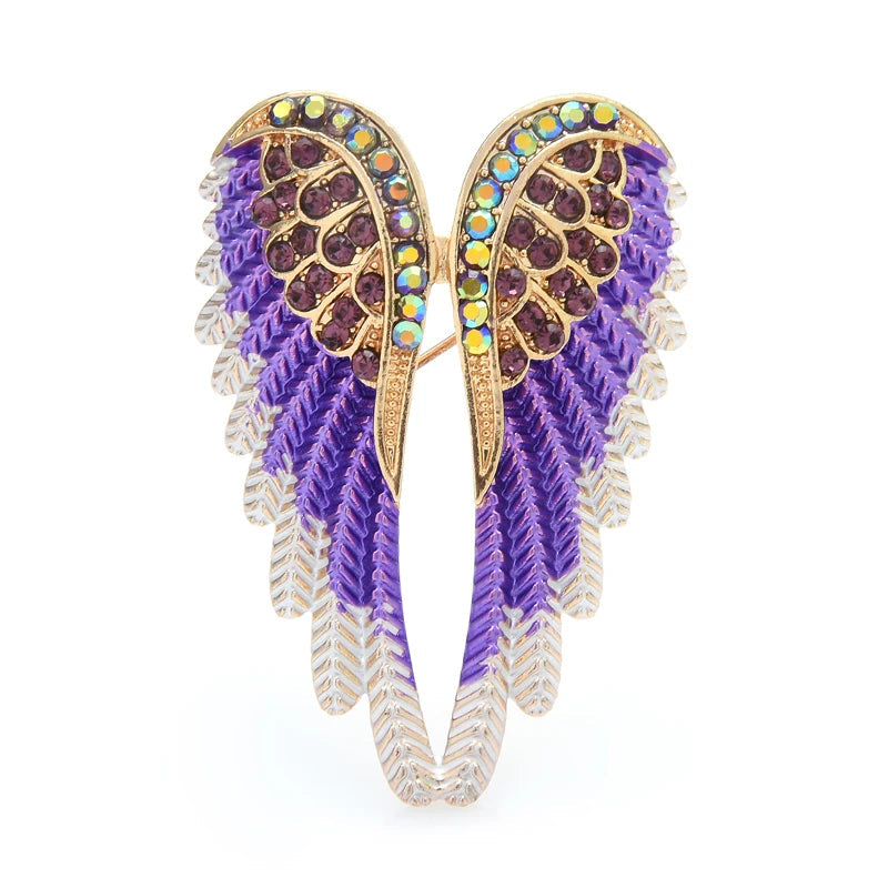 Broche de Asas de Anjo com Strass Brilhante e Acabamento Premium