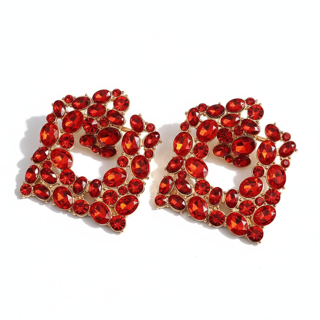 Clássico artesanal colorido strass balançar brincos vintage charme fada grunge luxo quadrado pendientes pingente emo jóias