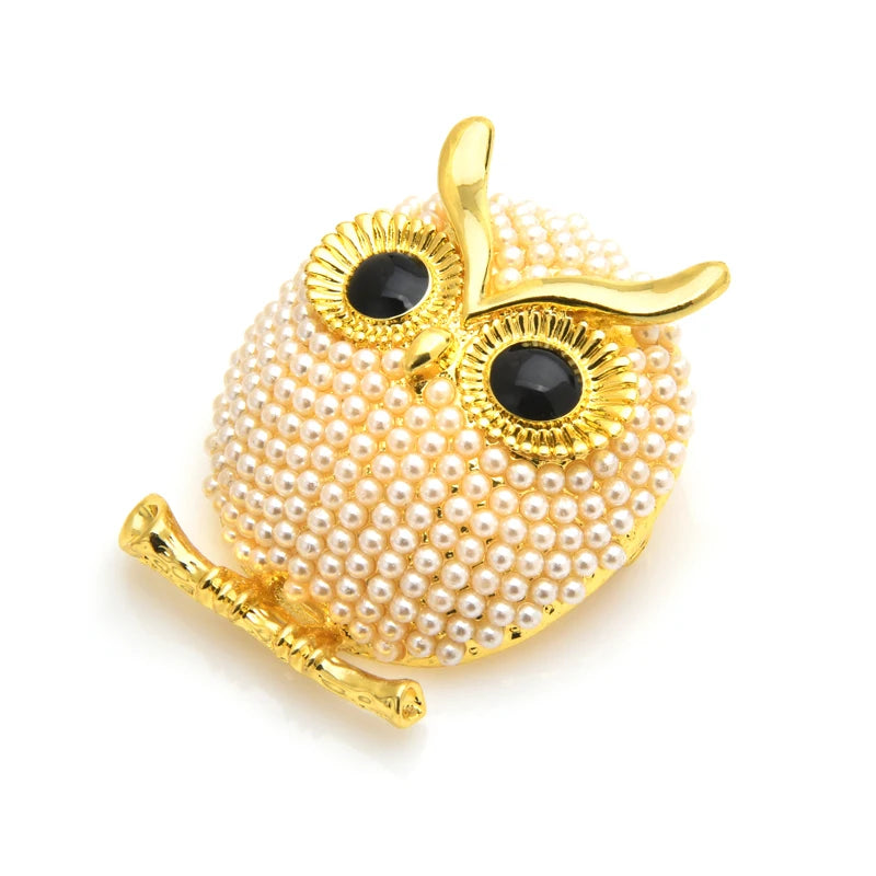 Broche Coruja com Pérola Elegante Feminino