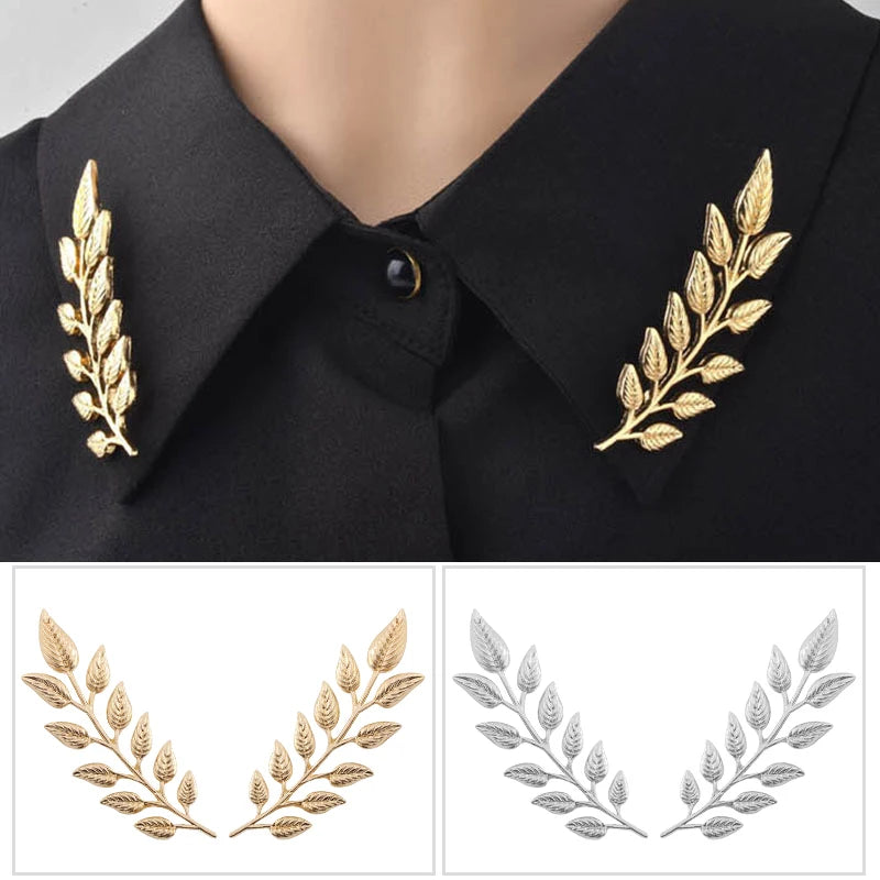 Diy moda masculina e feminina broches em forma de folha camisa colar pinos retro tendência criativa acessórios elegante liga presentes de festa