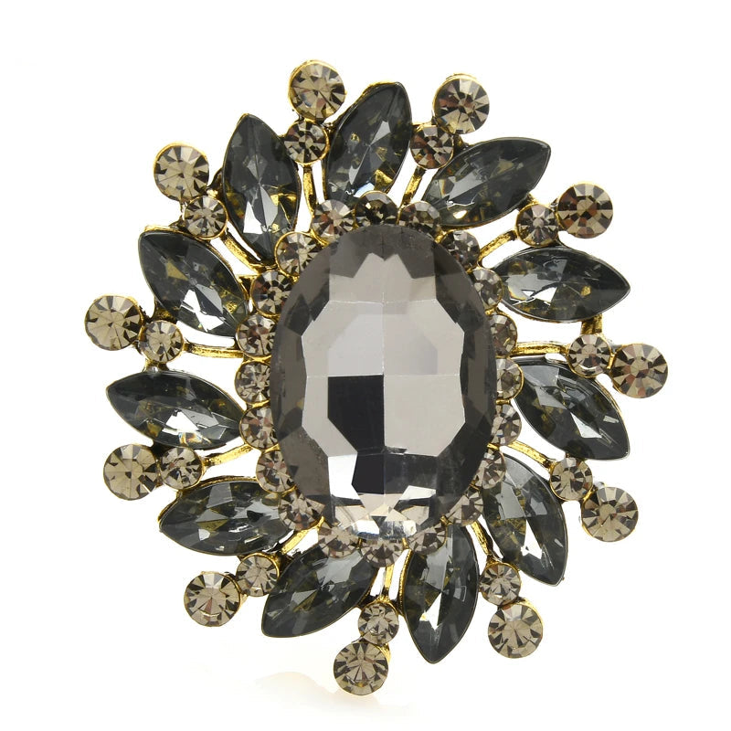 Wuli & baby Broches de flores redondas de cristal para mulheres unissex 7 cores clássico flor festa broche de escritório presentes