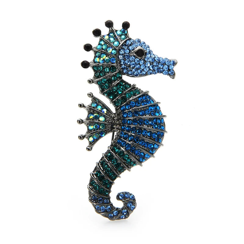 Broche Cavalo-Marinho com Strass Design Elegante Feminino