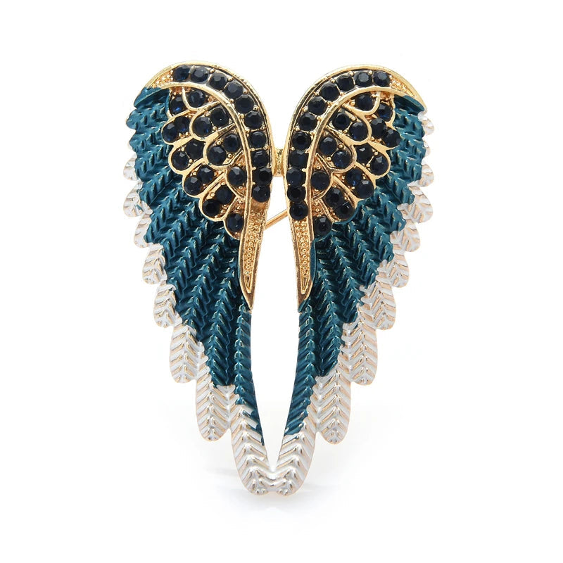 Broche de Asas de Anjo com Strass Brilhante e Acabamento Premium