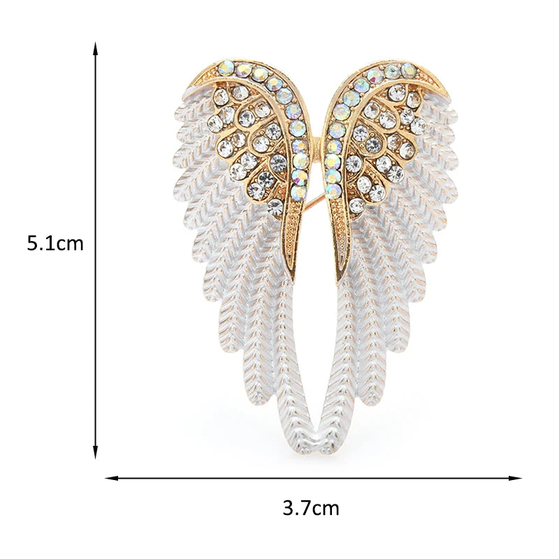Broche de Asas de Anjo com Strass Brilhante e Acabamento Premium
