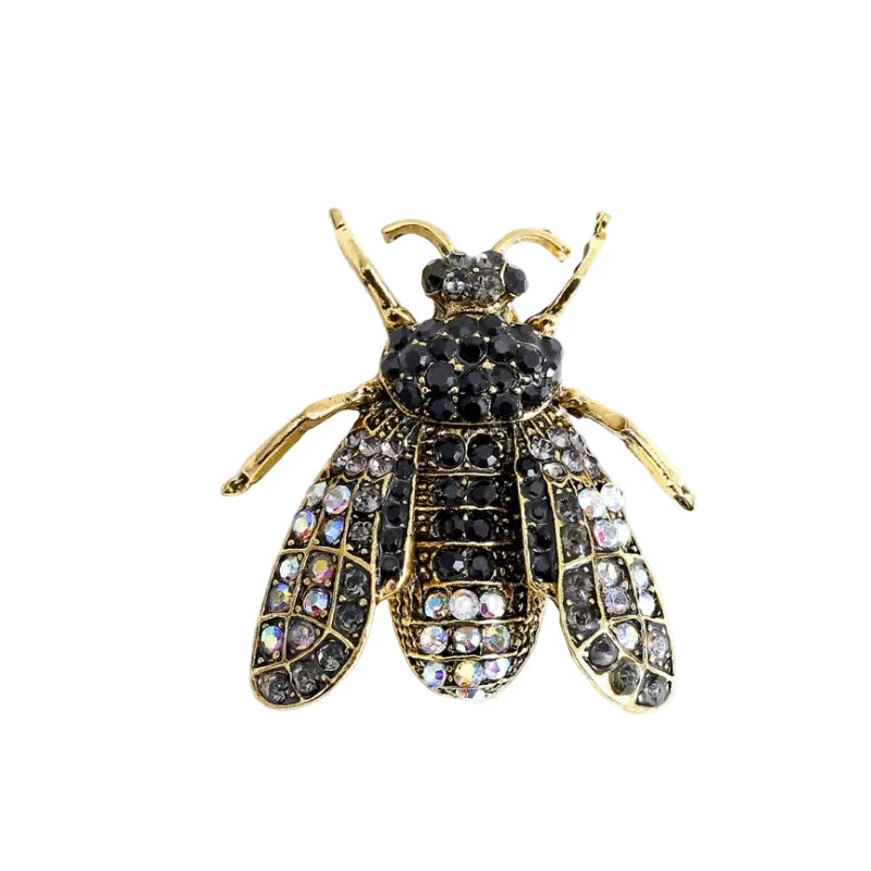 Broche de metal de abelha azul, broches de strass de insetos para mulheres, clipe de cachecol, buquê de joias