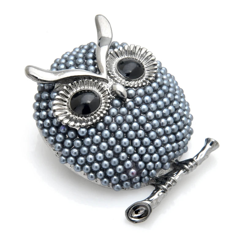 Broche Coruja com Pérola Elegante Feminino