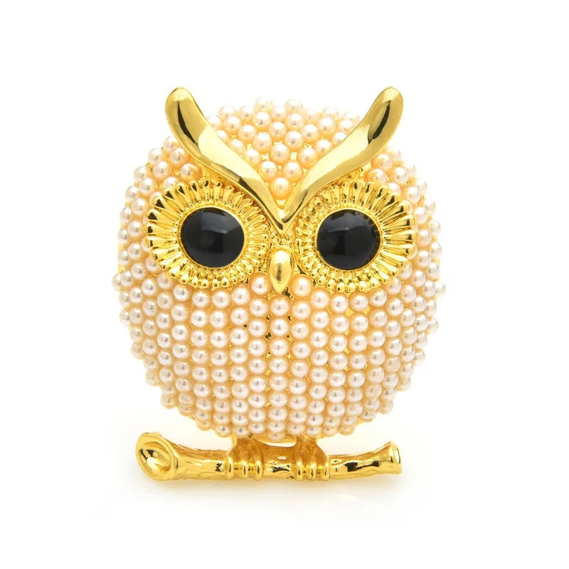 Broche Coruja com Pérola Elegante Feminino