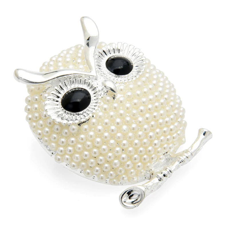 Broche Coruja com Pérola Elegante Feminino
