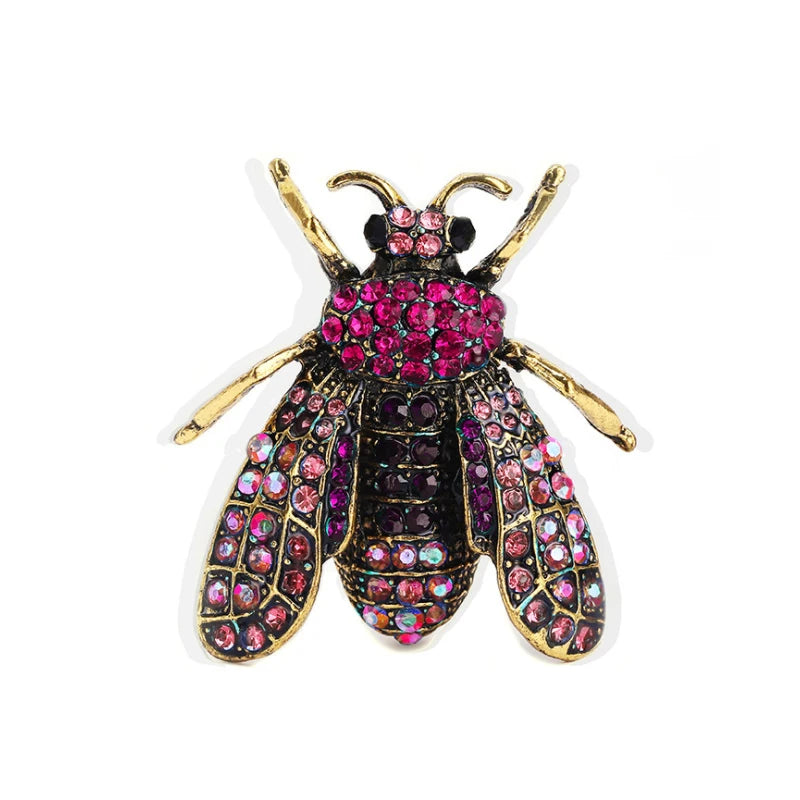 Broche de metal de abelha azul, broches de strass de insetos para mulheres, clipe de cachecol, buquê de joias