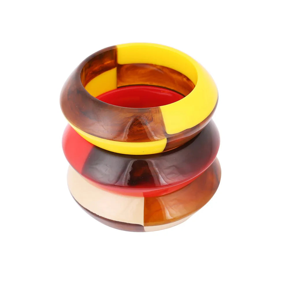 Vintage acrílico manguito moda pulseiras pulseiras para mulheres na moda mix cores resina geométrica ampla charme pulseira novas jóias