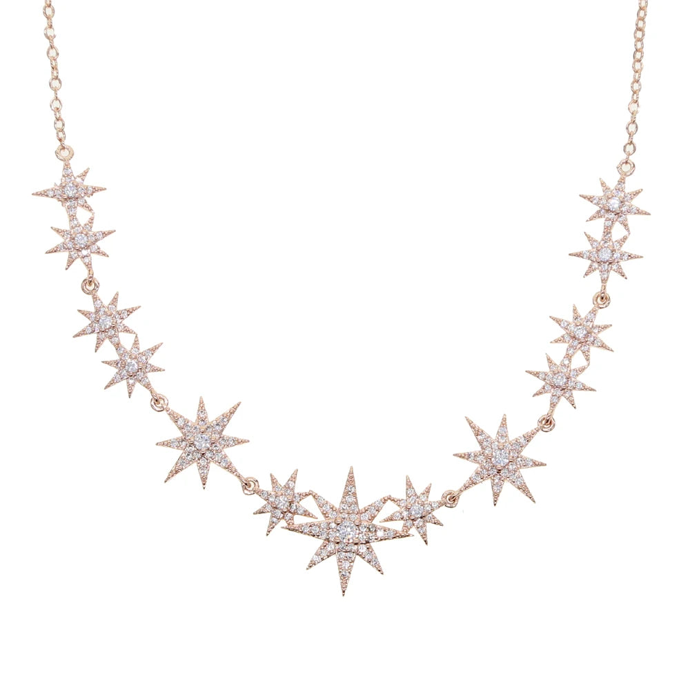 Verão nova moda iced out bling cz estrela starburst charme nchoker colares para mulheres delicado charme declaração jóias atacado