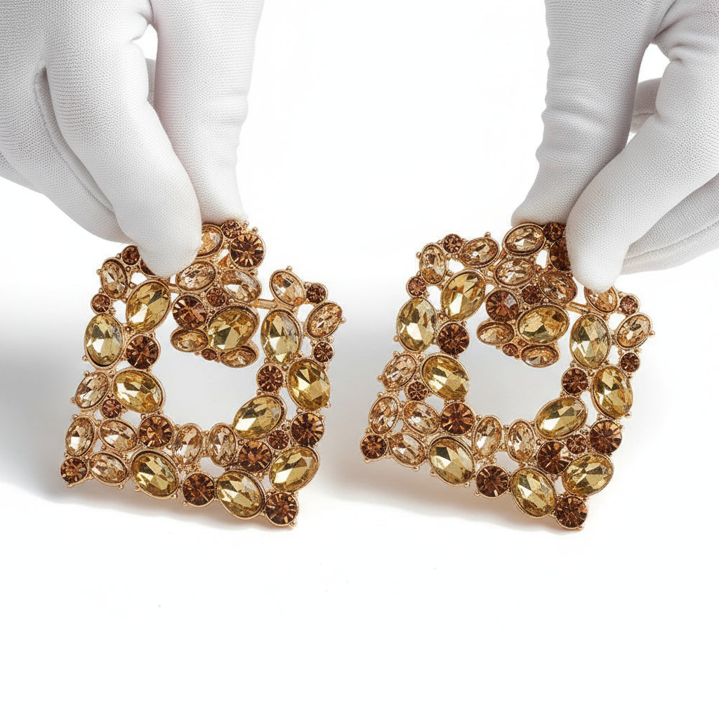 Clássico artesanal colorido strass balançar brincos vintage charme fada grunge luxo quadrado pendientes pingente emo jóias