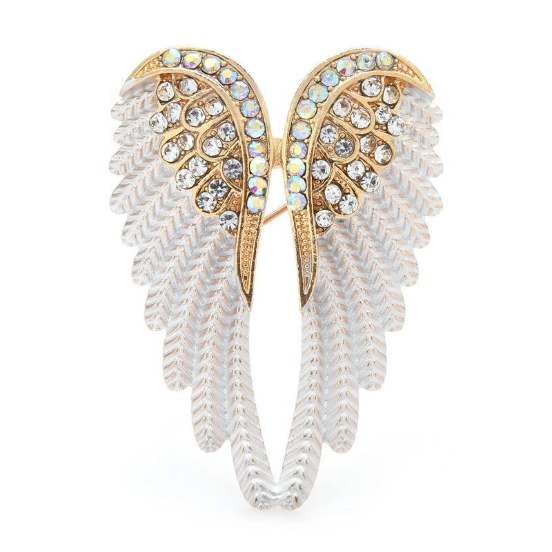 Broche de Asas de Anjo com Strass Brilhante e Acabamento Premium