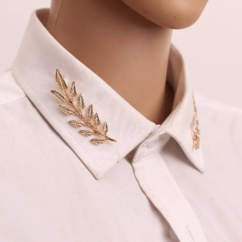 Diy moda masculina e feminina broches em forma de folha camisa colar pinos retro tendência criativa acessórios elegante liga presentes de festa