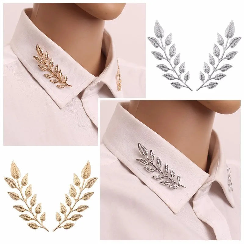 Diy moda masculina e feminina broches em forma de folha camisa colar pinos retro tendência criativa acessórios elegante liga presentes de festa