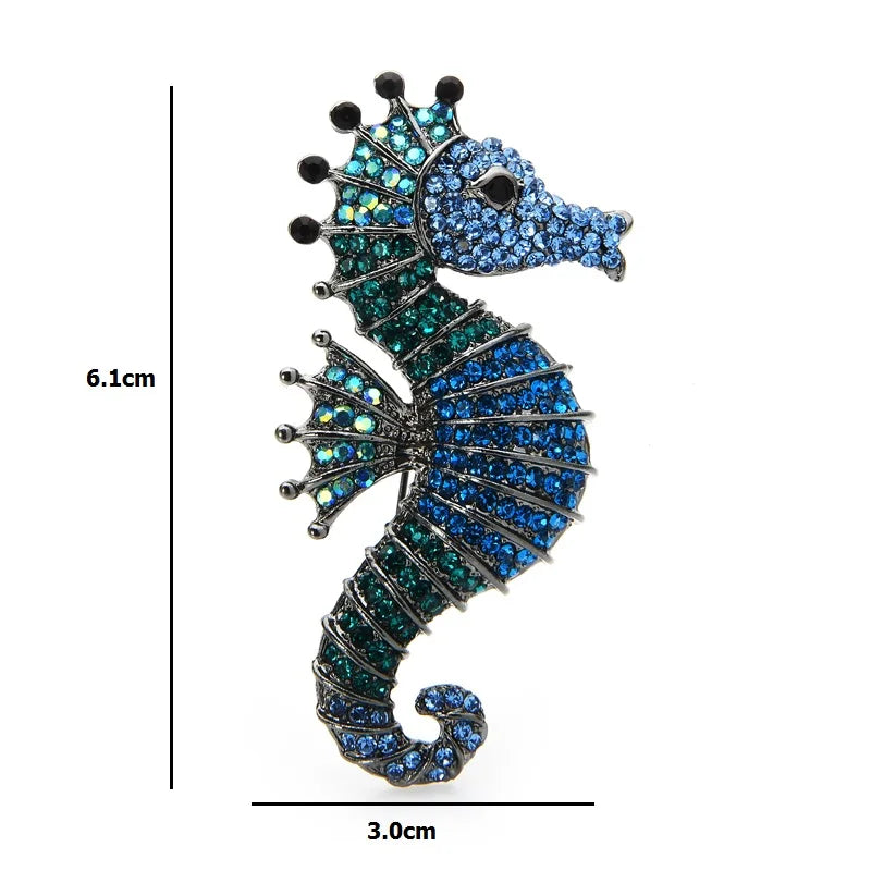 Broche Cavalo-Marinho com Strass Design Elegante Feminino