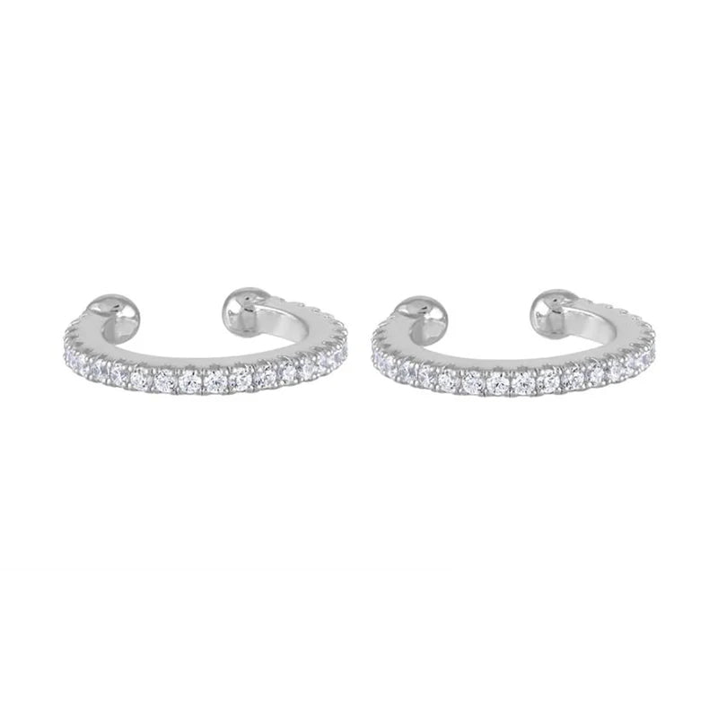 Crmya luxo ouro prata preenchido clipe brinco para mulheres completo cz zircon grande círculo masculino orelha manguito jóias clipe na orelha atacado