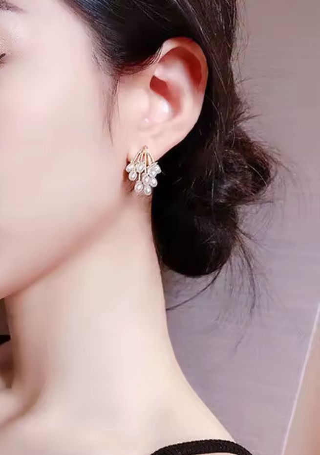 Brincos Retro Barroco com Pérolas Elegantes