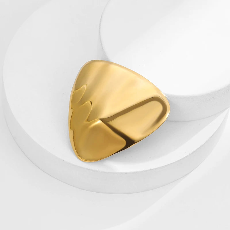Loe |   Broche geométrico de aço inoxidável, novo banhado a ouro 18k, acessórios de roupas, joias irregulares de alta qualidade