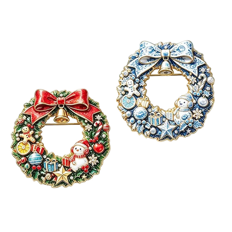 Broche Guirlanda de Natal com Strass Design Elegante Feminino