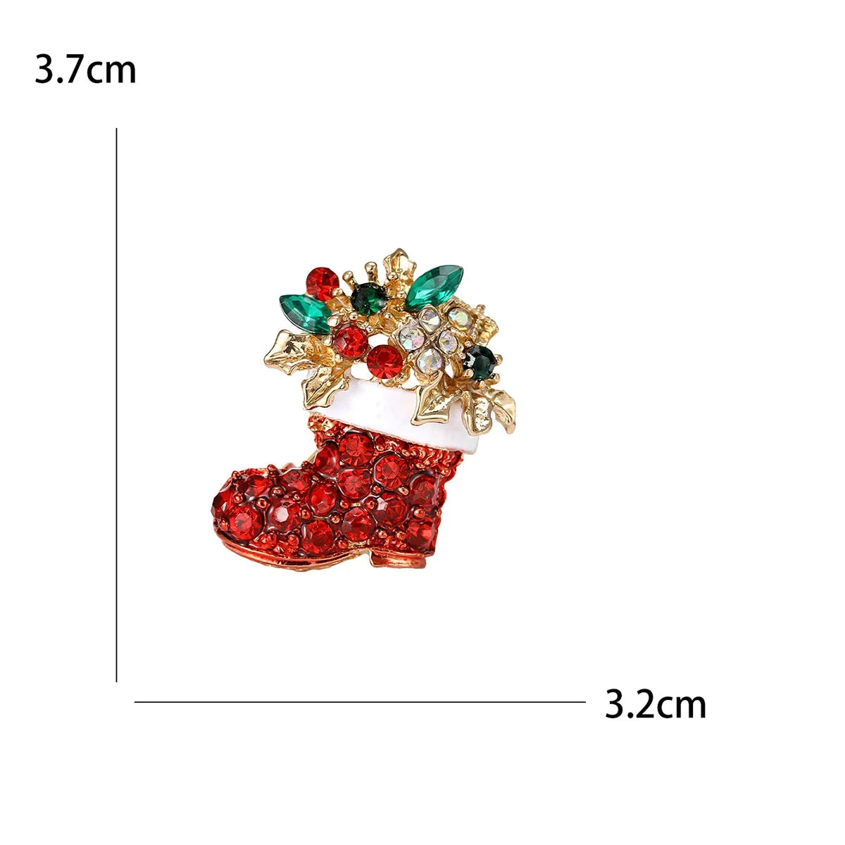 Broche Meia de Natal com Strass Design Elegante Feminino