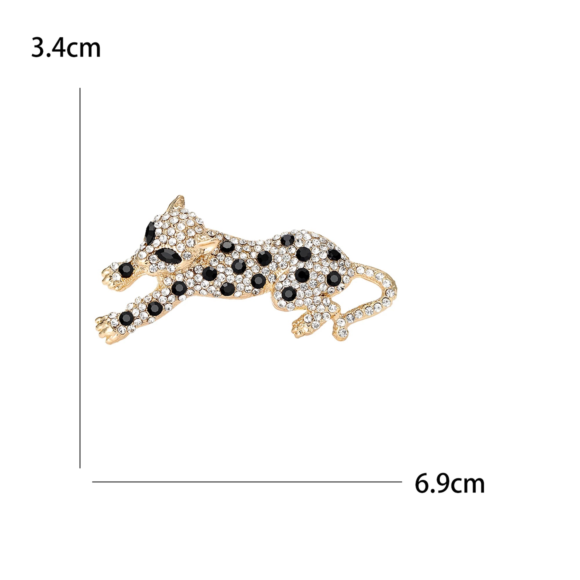 Broche Leopardo com Strass Detalhe Elegante Feminino