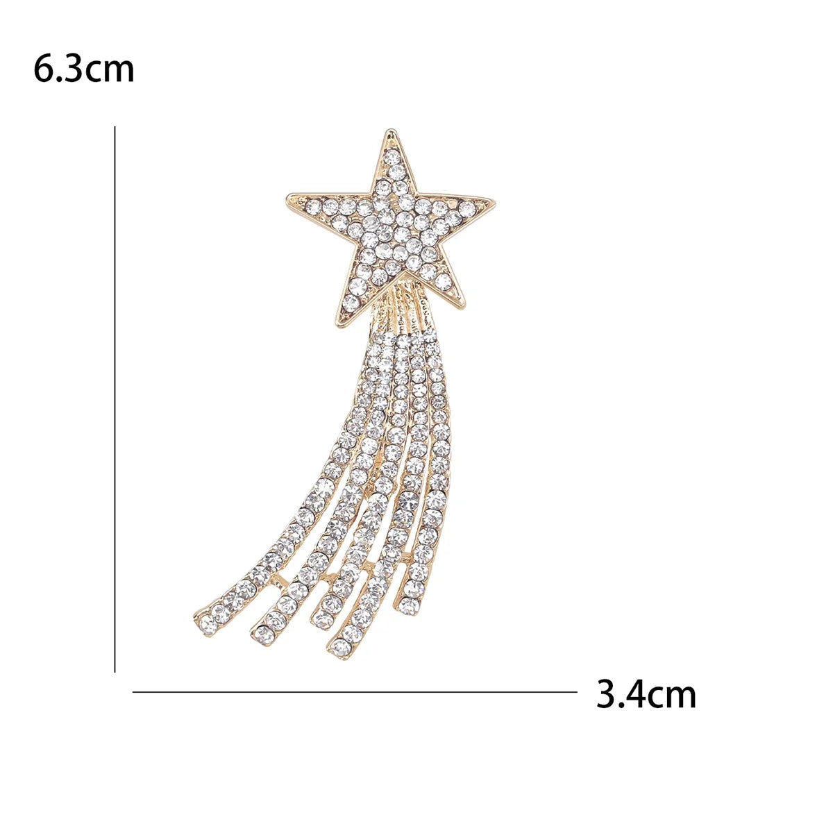 Alfinetes de estrela de tiro com borla para mulheres unissex strass estrela broches escritório festa amigo presentes acessórios de joias