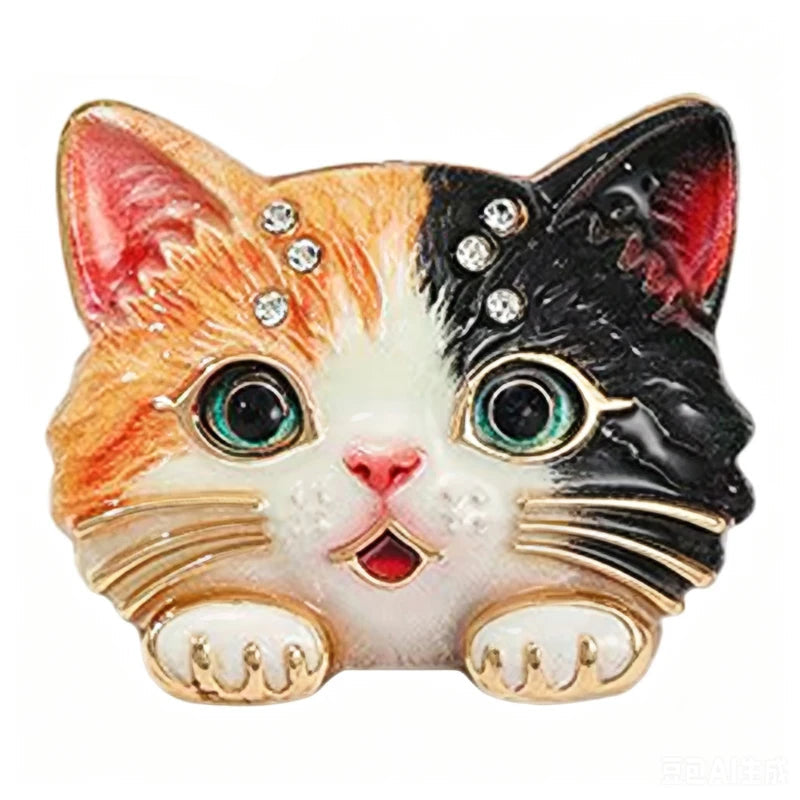 Broche Gato com Strass Design Elegante Feminino