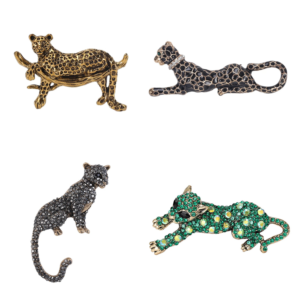 Broche Leopardo com Strass Detalhe Elegante Feminino