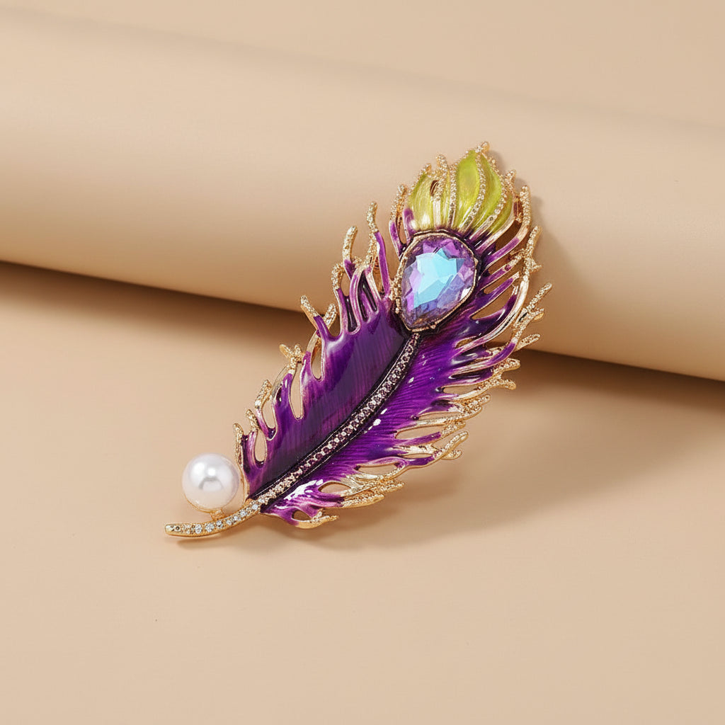 Mulheres meninas penas strass broches jóias roupas terno pinos acessórios