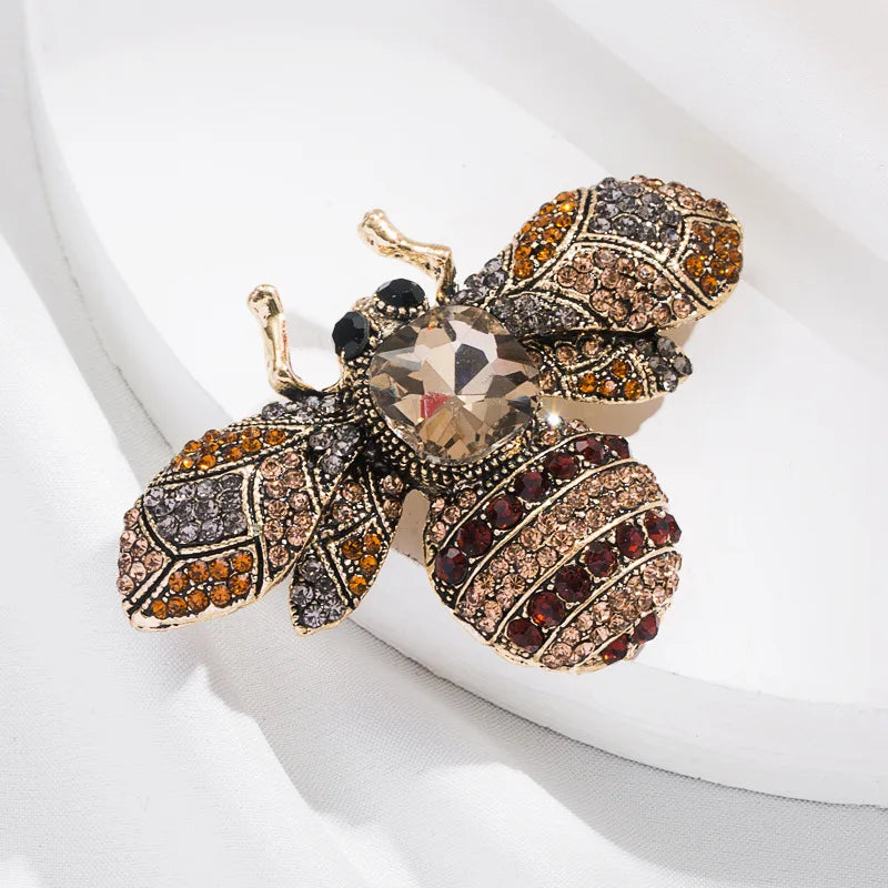 Skeds clássico vintage grande strass abelha broches pinos para mulheres luxo cristal inseto jóias terno roupas broche pino emblemas