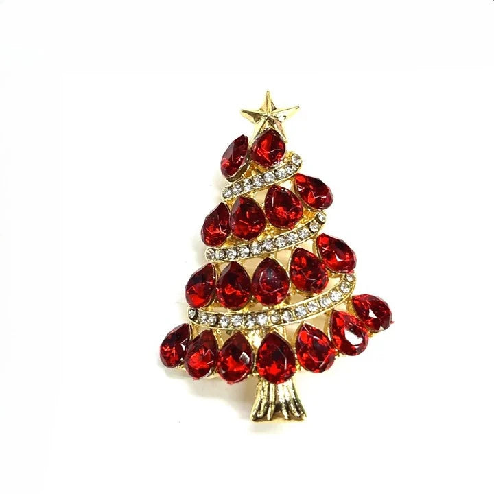 Broche Árvore de Natal com Strass Design Elegante Feminino