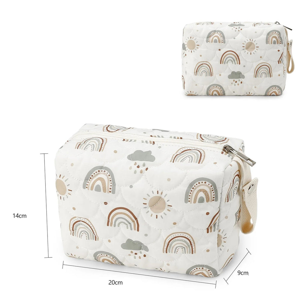Saco de fraldas do bebê saco de fraldas à prova dwaterproof água reutilizável molhado/seco bolsa de armazenamento para carrinho de viagem mamãe bolsa arco-íris impresso