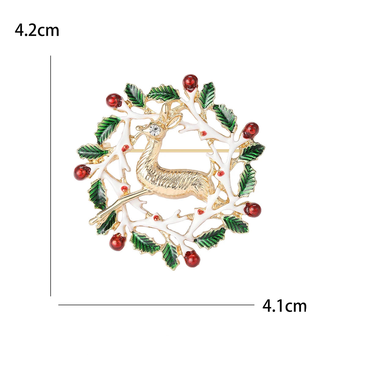Broche Guirlanda de Natal com Strass Design Elegante Feminino