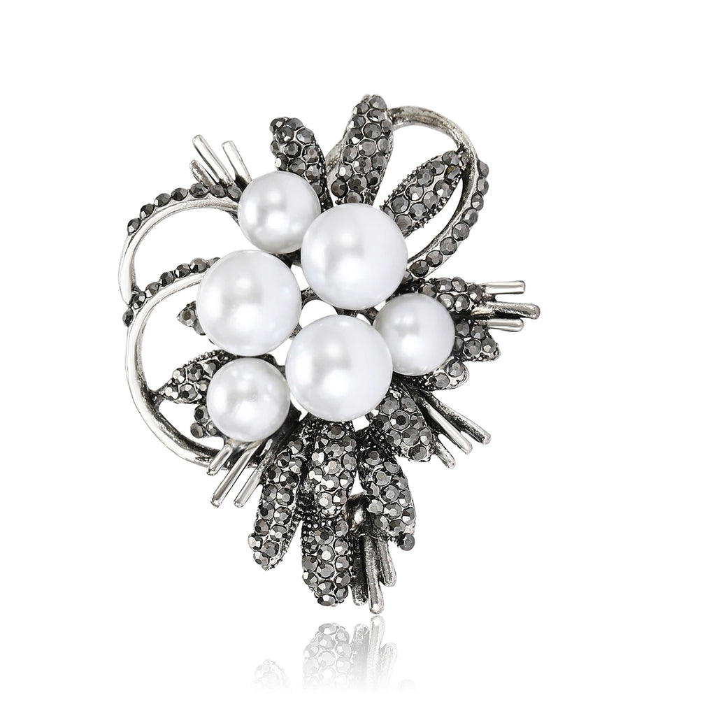 Broche Buquê de Pérolas Design Floral Elegante Feminino