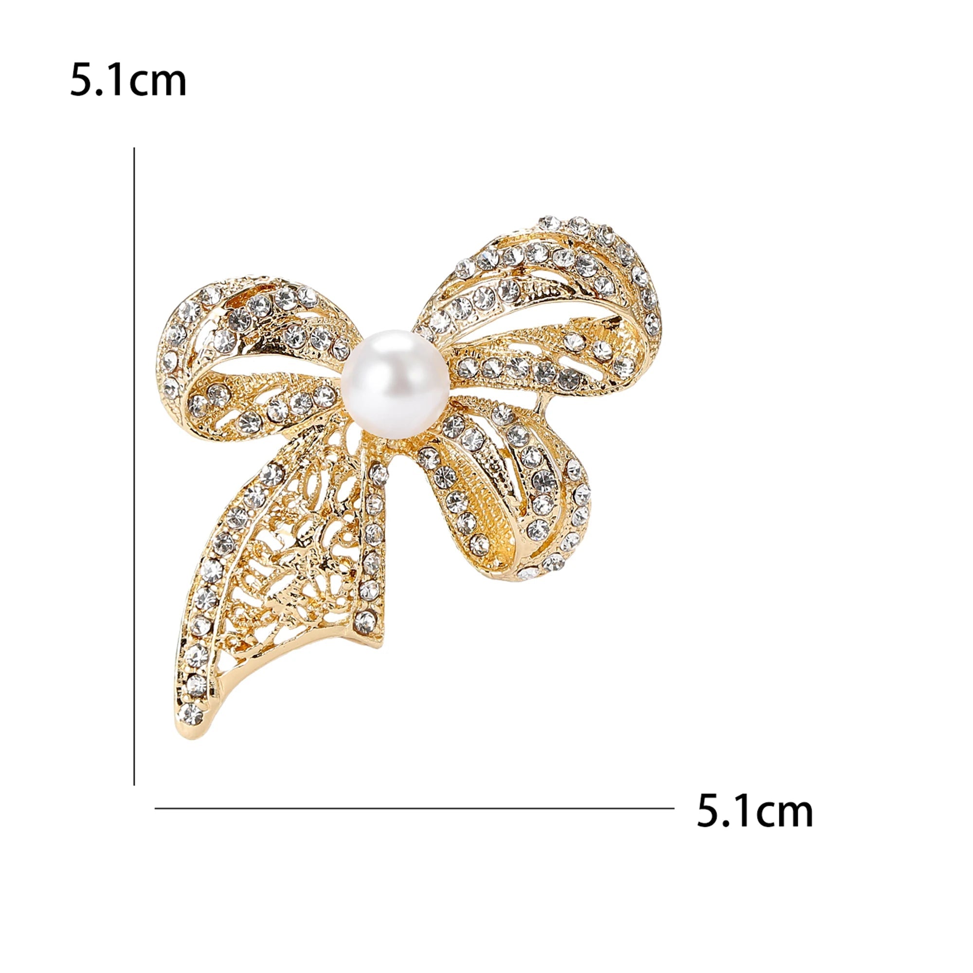 Broche Laço Feminino com Strass e Pérolas para Acessórios