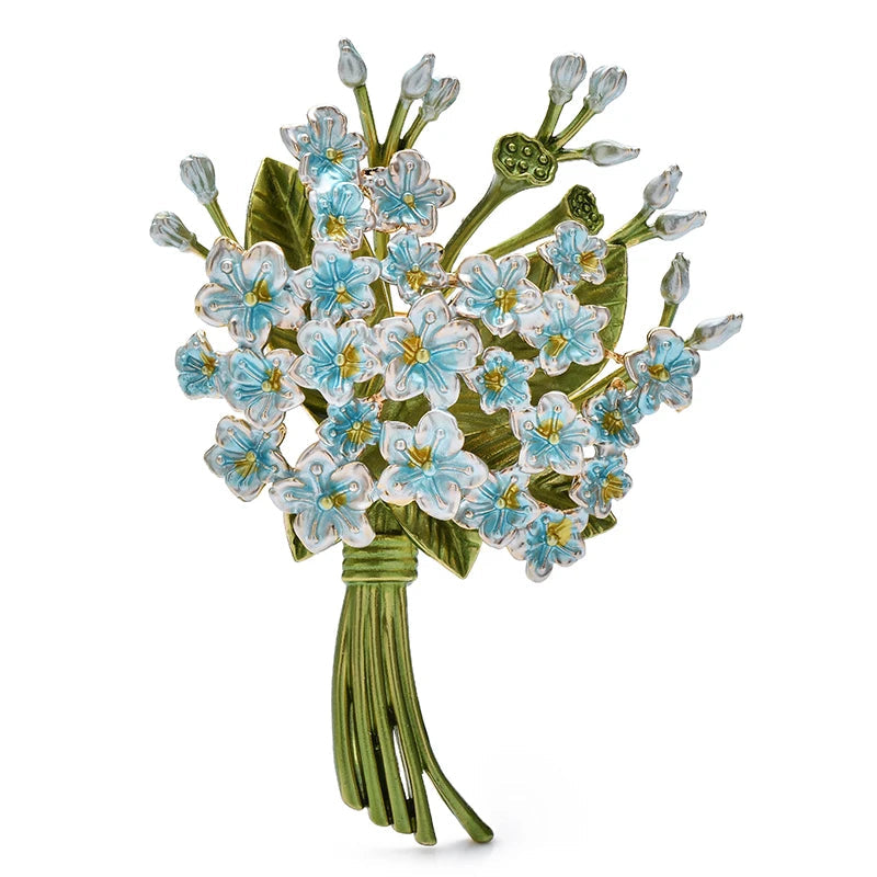 Wuli&baby Broches de Buquê de Flores Encantadoras para Mulheres, 3 Cores, Lindos Broches de Esmalte com Plantas para Festas, Escritório e Roupas, Presentes