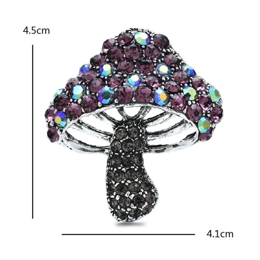 Broche Cogumelos Duplos com Strass Elegante Feminino
