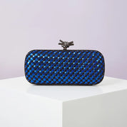 Bolsa de mão de noite dourada para mulheres, bolsa de couro e linha brilhante, elegante, feminina, com nó de metal, bolsa de festa